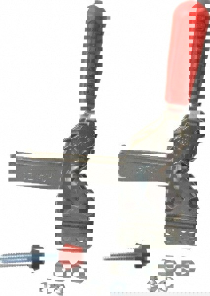 Manual Hold-Down Toggle Clamp: Vertical, 1,000 lb Capacity, U-Bar, Straight Base